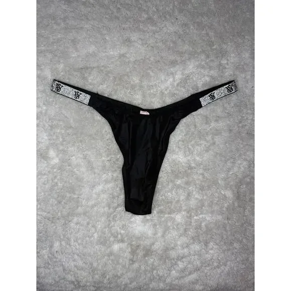 NWT Victoria’s Secret Very Sexy Black "Bling" Thong Bundle 3pc Size L - Picture 3 of 10